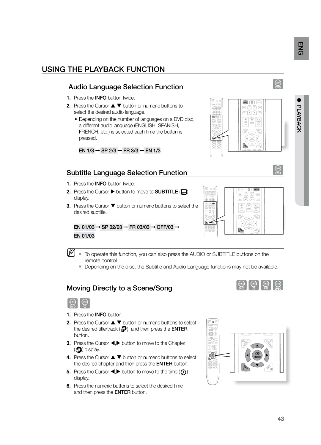 Samsung HT-Z320T/MEA, HT-Z220T/MEA, HT-TZ325T/SIM Audio Language Selection Function, Subtitle Language Selection Function 