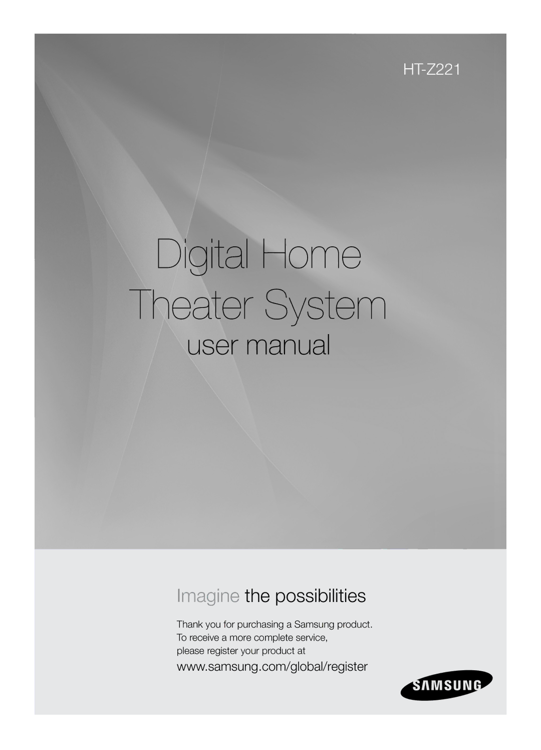 Samsung HT-Z221 user manual Digital Home Theater System 