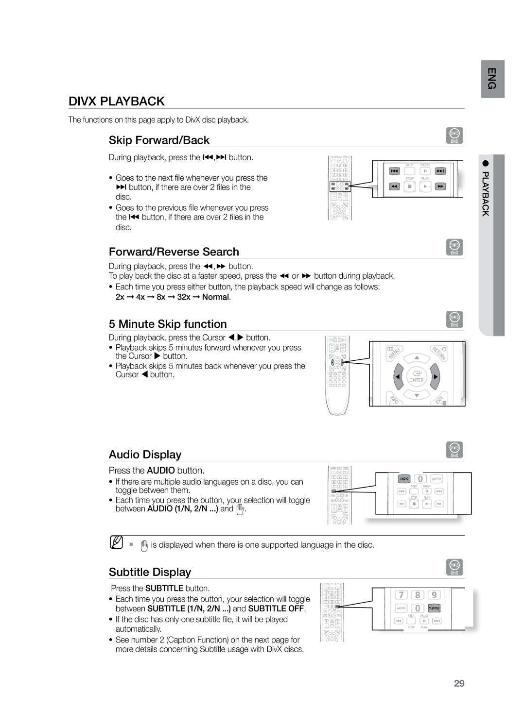 Samsung HT-Z221 user manual DivX Playback 