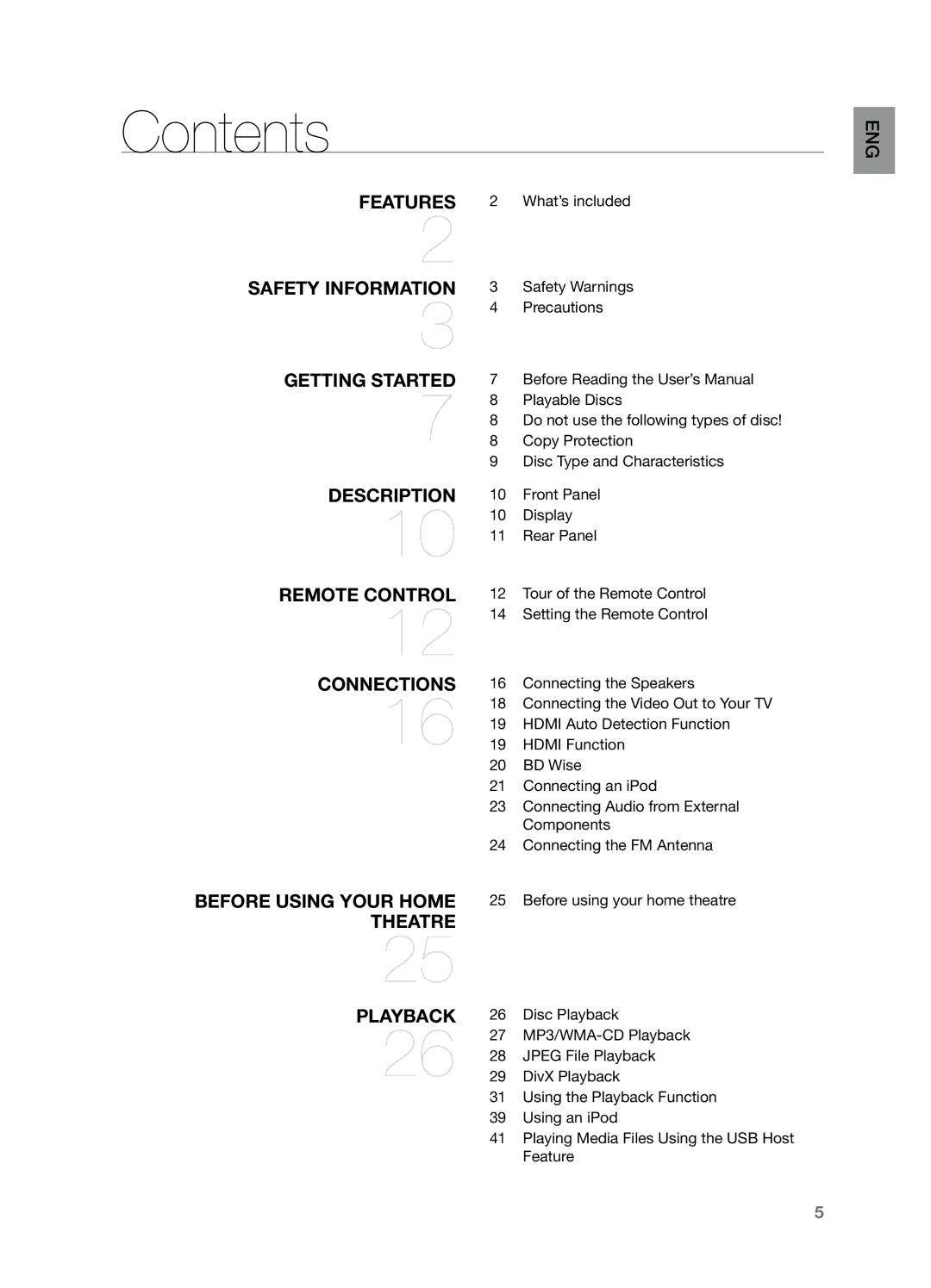 Samsung HT-Z221 user manual Contents 