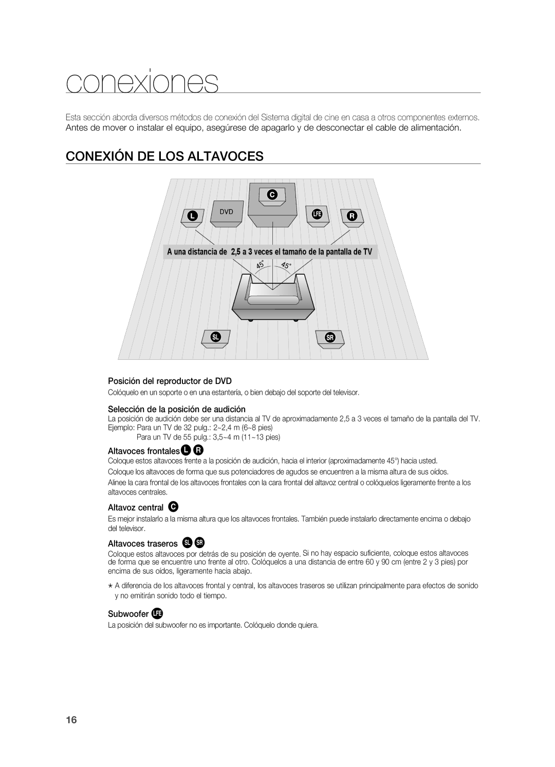 Samsung HT-Z310R/XET, HT-Z310R/EDC, HT-Z210R/EDC, HT-TZ215R/XEF, HT-Z210R/XET manual Conexiones, Conexión de los altavoces 