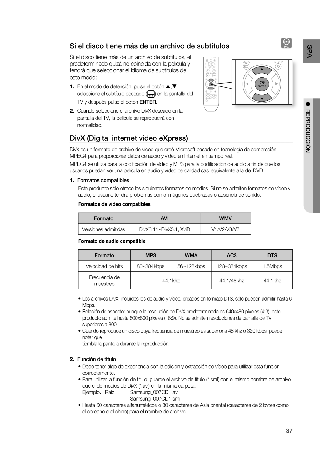 Samsung HT-TZ215R/XEF Si el disco tiene más de un archivo de subtítulos, DivX Digital internet video eXpress, Este modo 