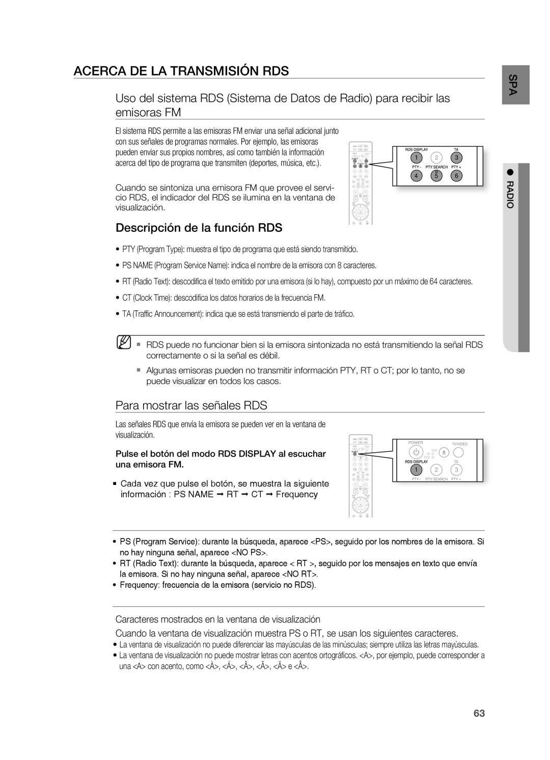 Samsung HT-Z210R/EDC manual Acerca DE LA Transmisión RDS, Descripción de la función RDS, Para mostrar las señales RDS 