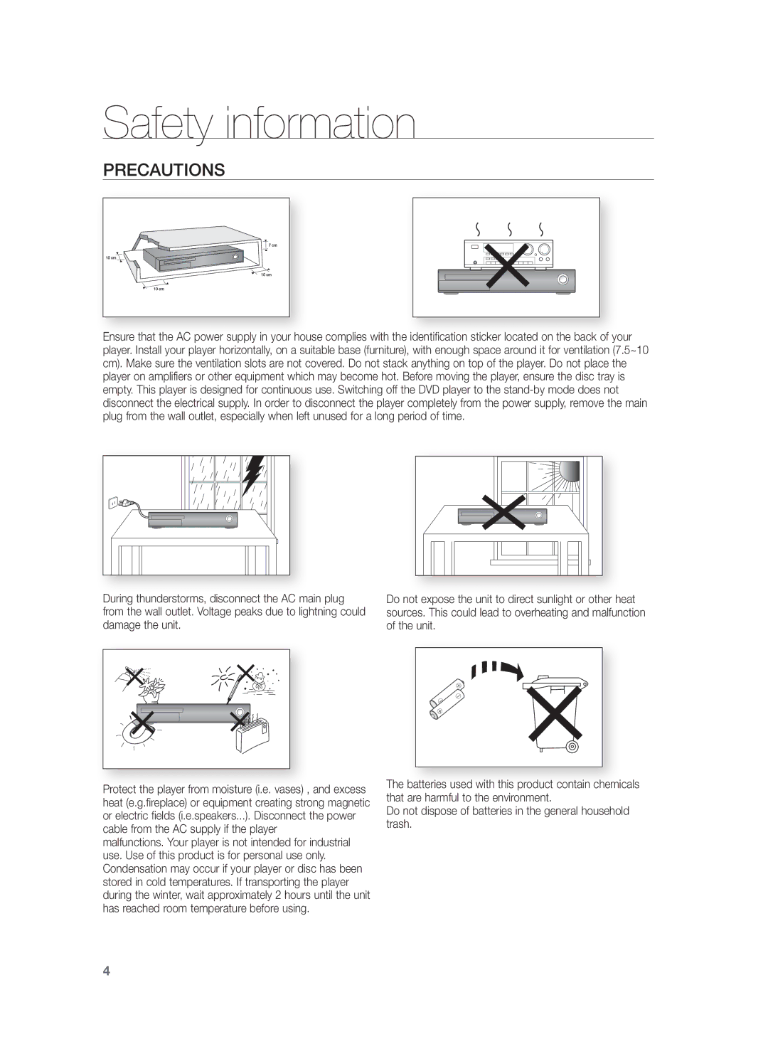 Samsung HT-Z320R/XET, HT-Z320R/EDC manual Precautions 