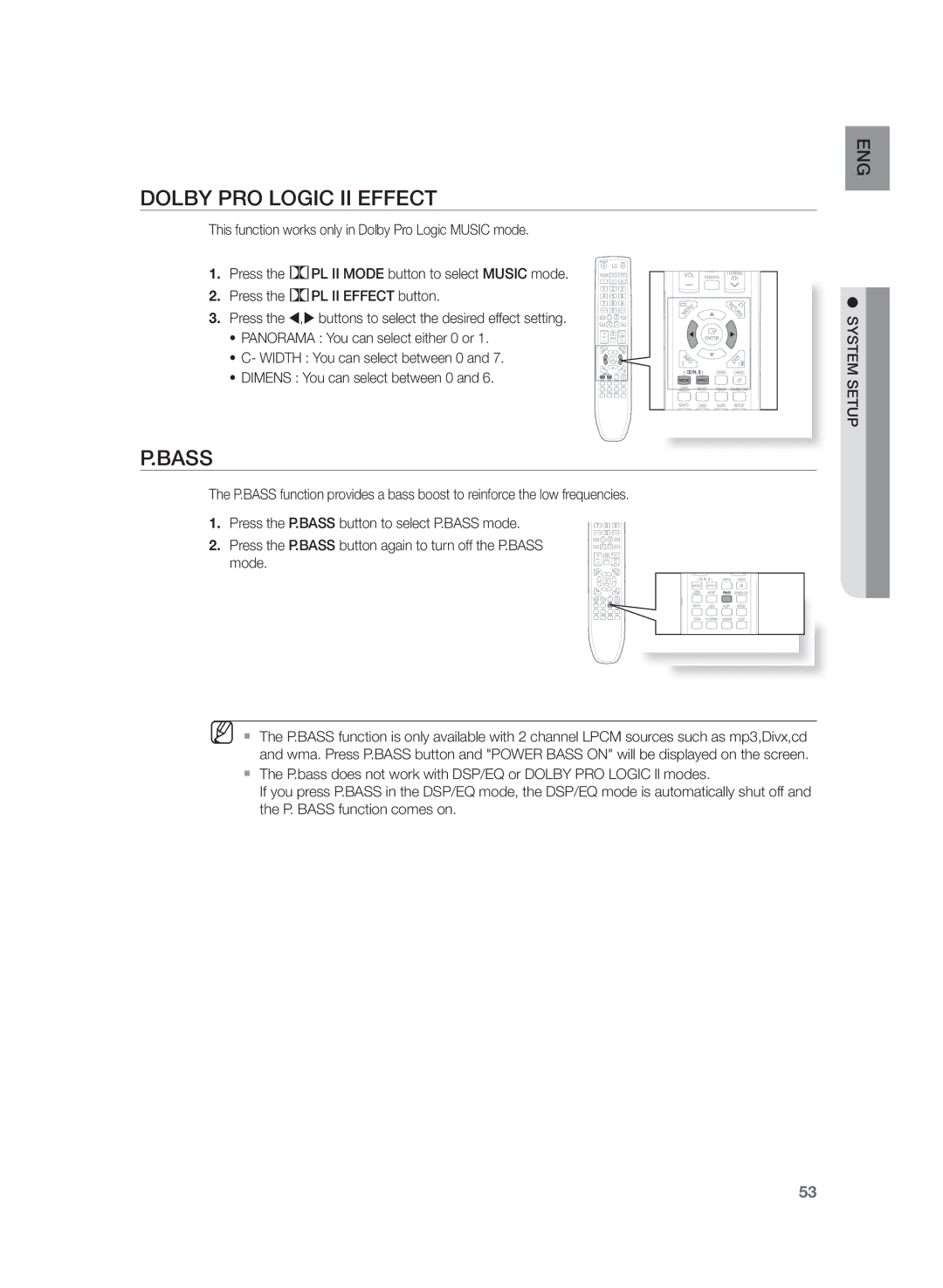 Samsung HT-Z320R/EDC, HT-Z320R/XET manual Dolby Pro Logic II Effect, Bass 