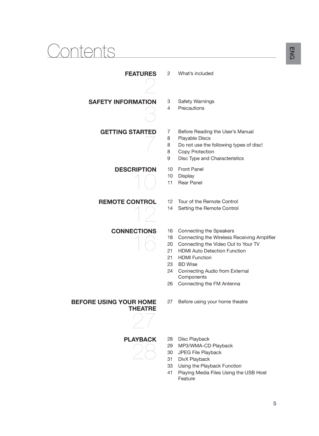 Samsung HT-Z320R/EDC, HT-Z320R/XET manual Contents 