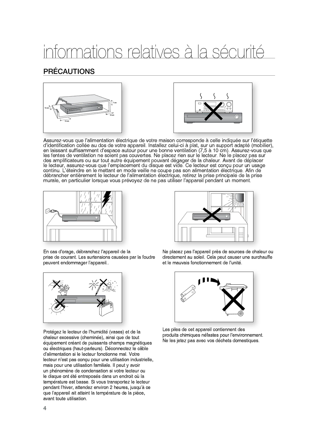 Samsung HT-Z320R/XEF, HT-TZ325R/XEF manual Informations relatives à la sécurité 