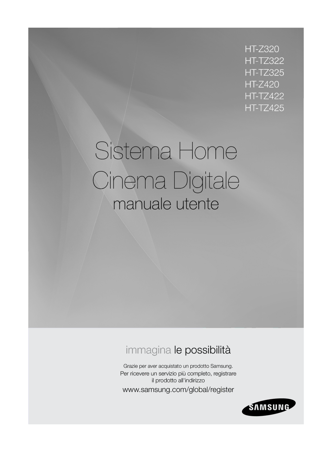 Samsung HT-Z320R/XET, HT-Z320R/XEF manual Sistema Home Cinema Digitale, Grazie per aver acquistato un prodotto Samsung 