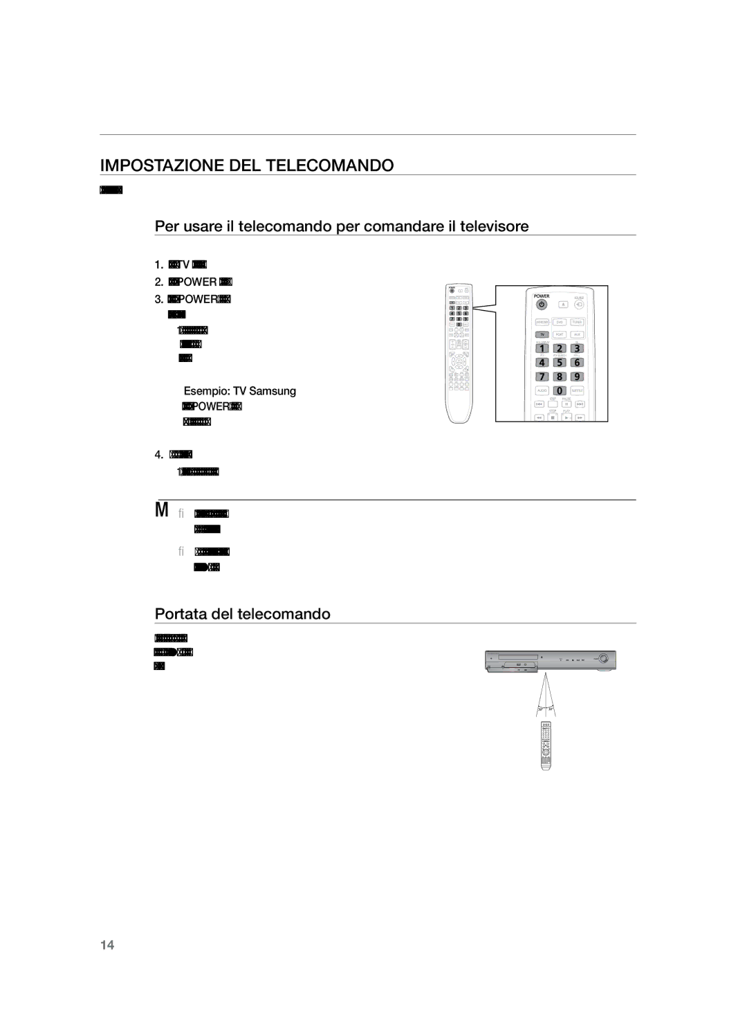 Samsung HT-Z320R/XEF manual Telecomando, Per usare il telecomando per comandare il televisore, Portata del telecomando 