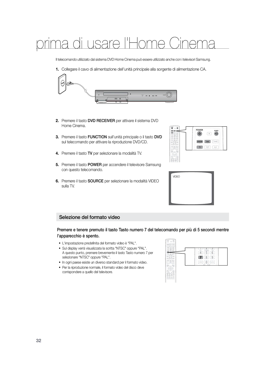 Samsung HT-Z320R/XEF, HT-Z320R/XET manual Prima di usare lHome Cinema, Selezione del formato video 