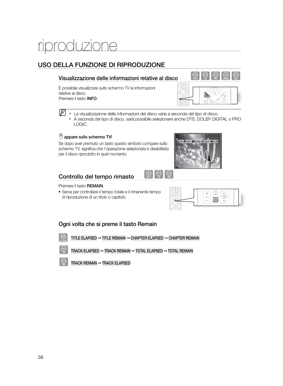 Samsung HT-Z320R/XEF manual Uso della funzione di riproduzione, Visualizzazione delle informazioni relative al disco dBAGD 