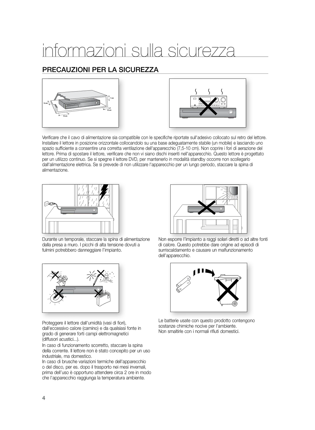 Samsung HT-Z320R/XEF, HT-Z320R/XET manual Precauzioni PER LA Sicurezza, Non smaltirle con i normali rifiuti domestici 