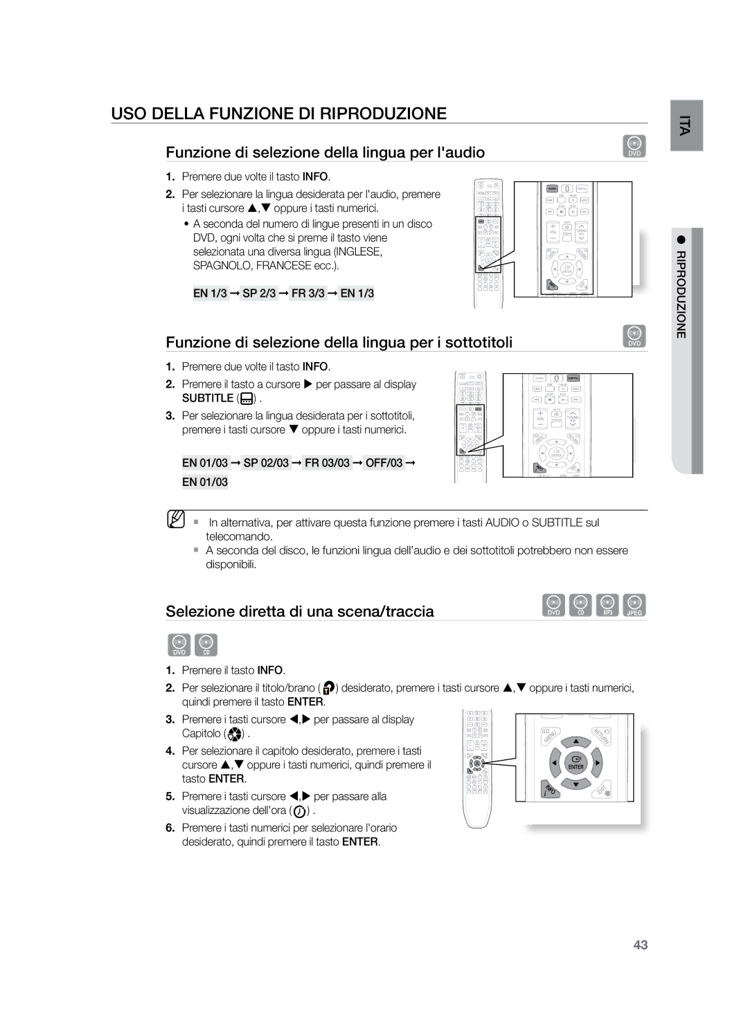 Samsung HT-Z320R/XET Funzione di selezione della lingua per laudio, Funzione di selezione della lingua per i sottotitoli 