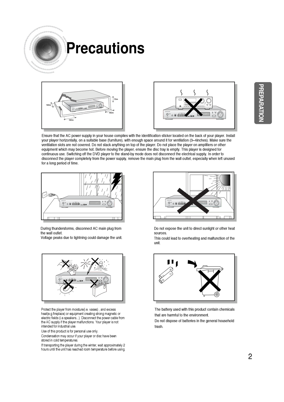 Samsung HTAS700RH/XFO, HTAS700RH/EDC manual Precautions 