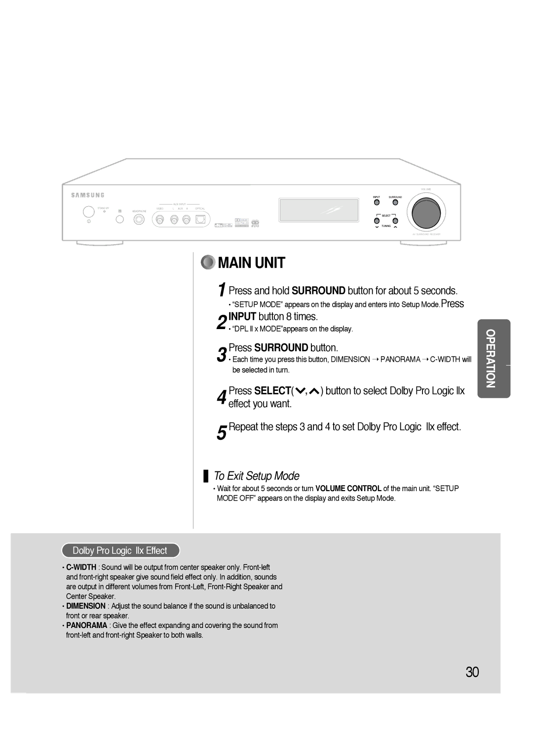 Samsung HTAS700RH/XFO, HTAS700RH/EDC manual Input button 8 times, Effect you want, Dolby Pro Logic llx Effect 