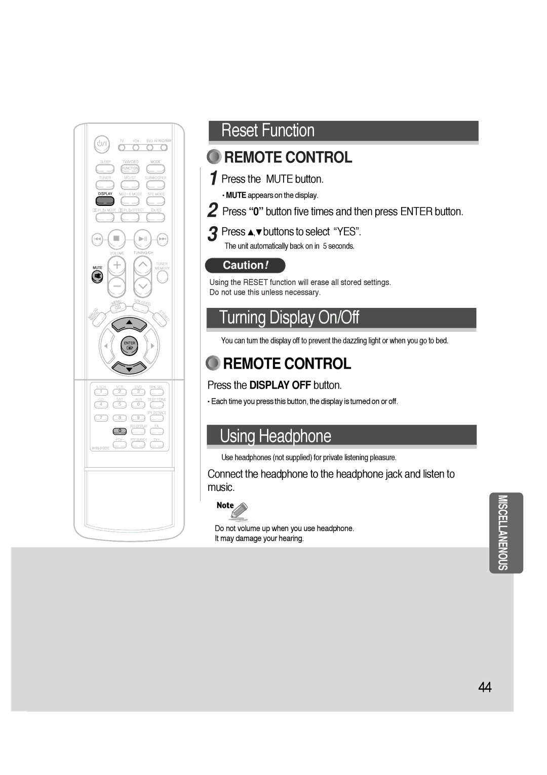 Samsung HTAS700RH/XFO manual Press 0 button five times and then press Enter button Press, Press the Display OFF button 