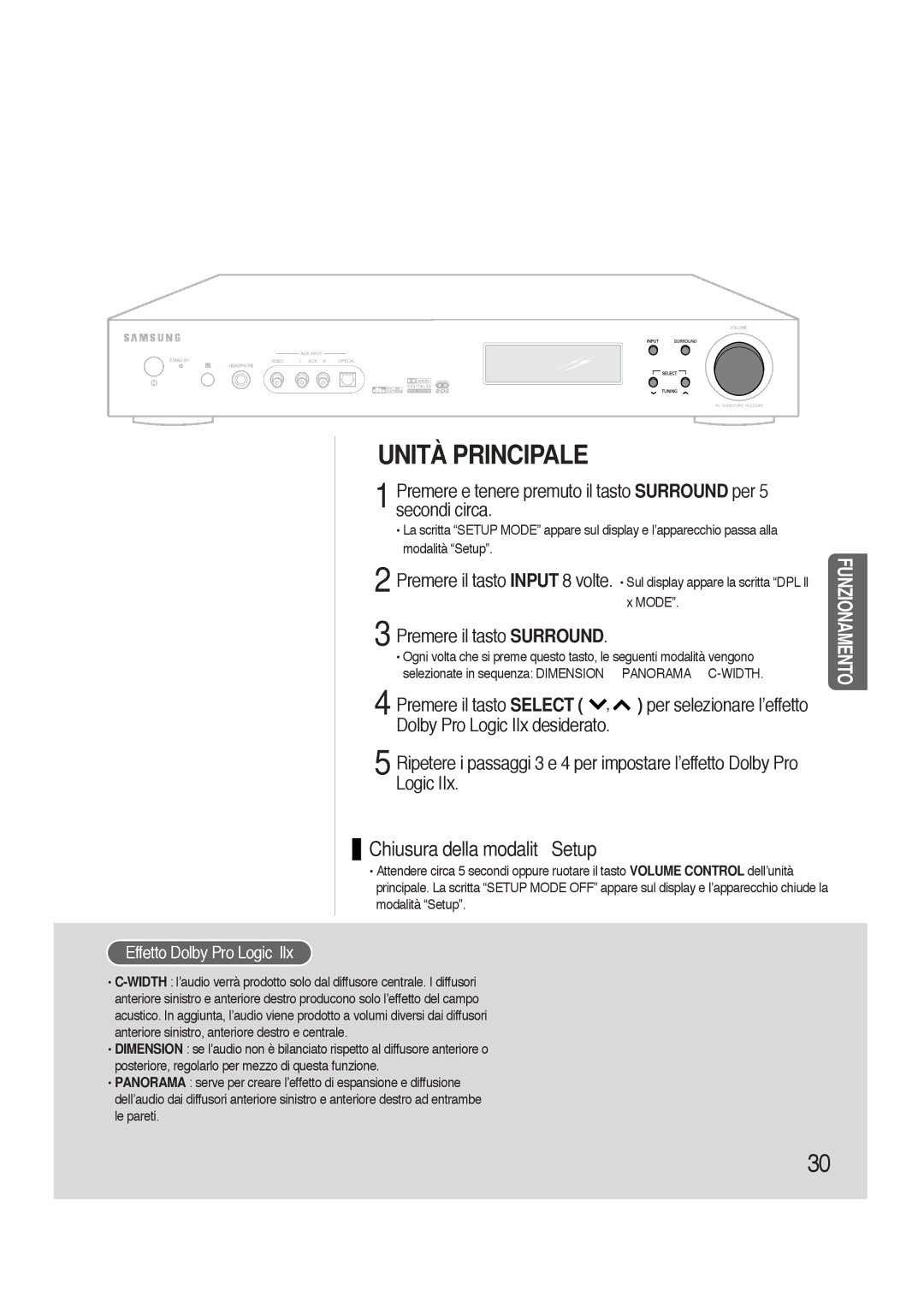 Samsung HTAS700RH/XFO manual Per selezionare l’effetto, Effetto Dolby Pro Logic llx 