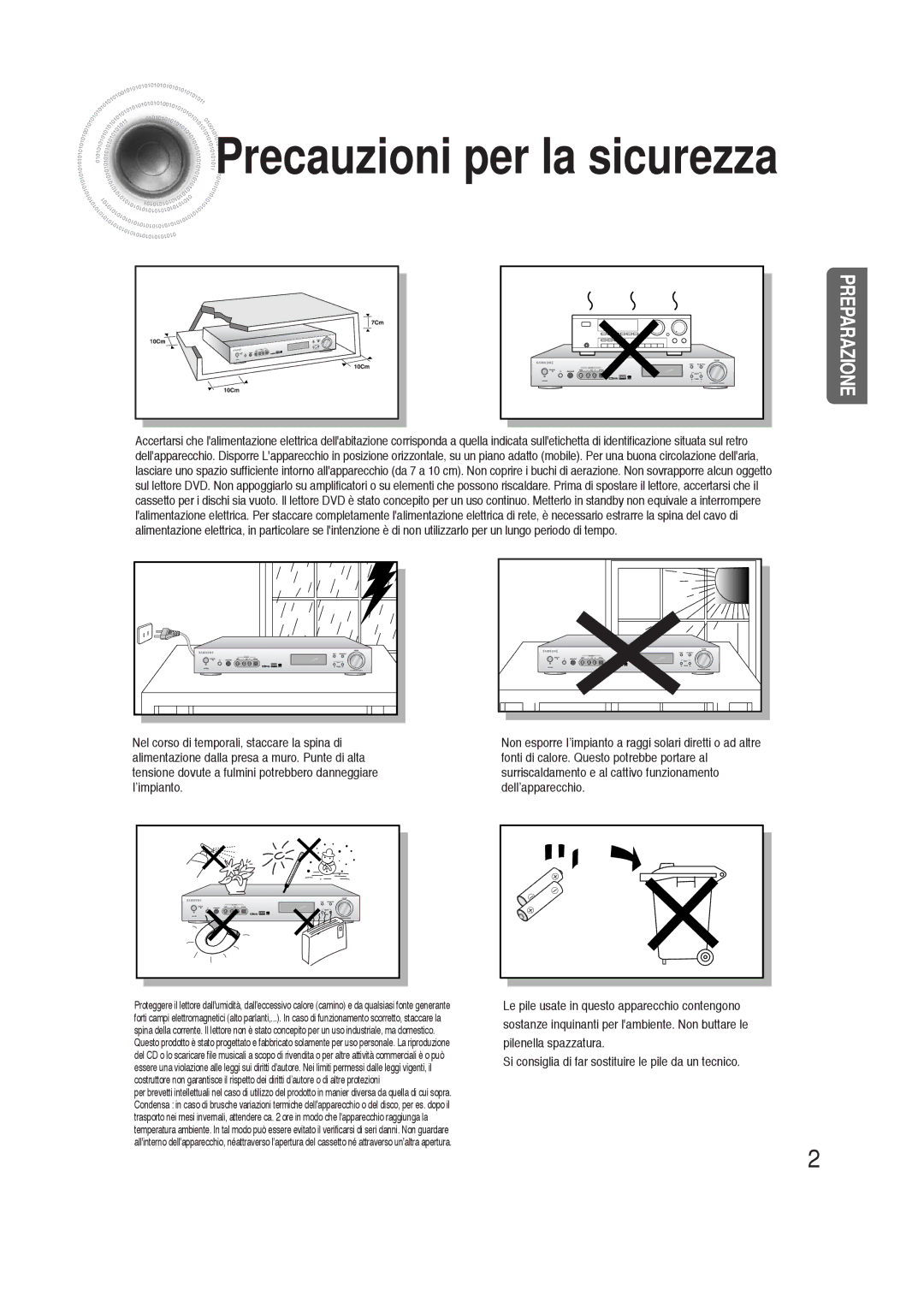 Samsung HTAS700RH/XFO manual Precauzioni per la sicurezza 