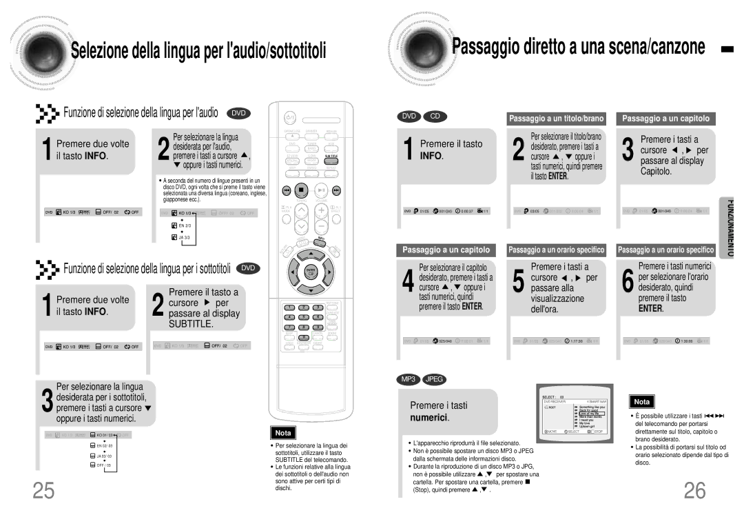 Samsung HTDB120TH/EDC manual Premere i tasti, Numerici 