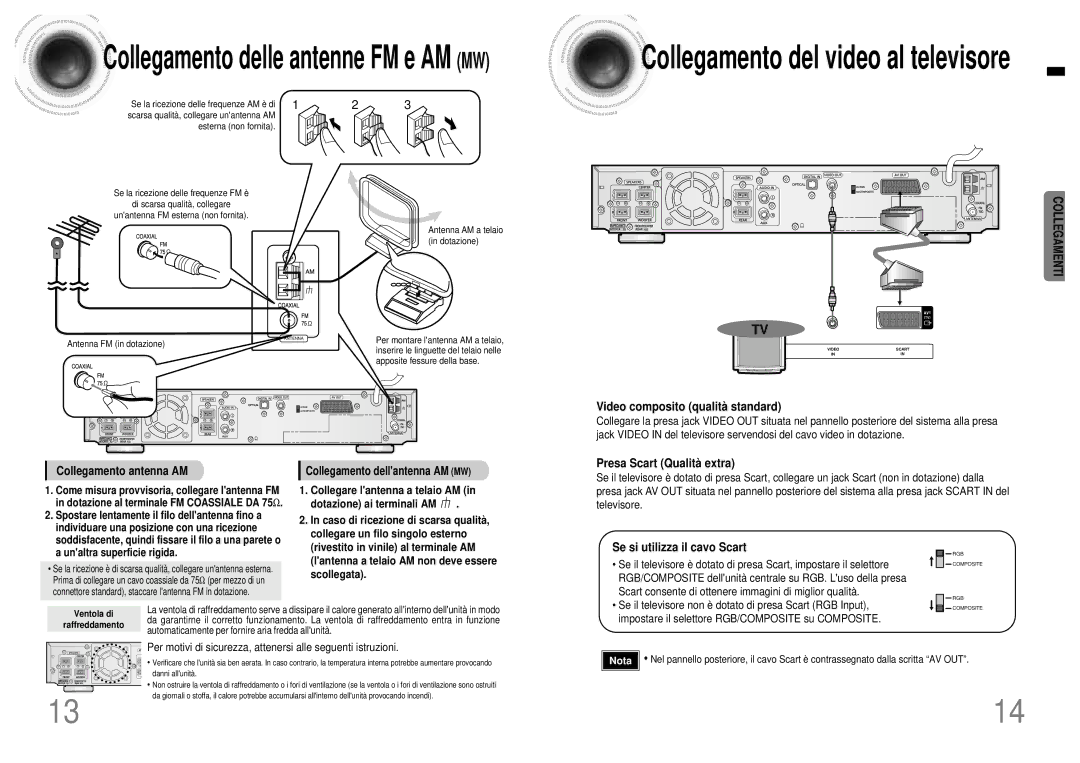 Samsung HTDB120TH/EDC manual Video composito qualità standard, Presa Scart Qualità extra, Se si utilizza il cavo Scart 