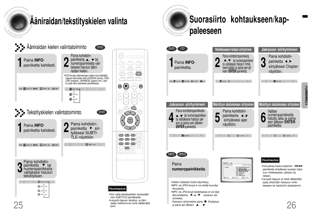 Samsung HTDB120TH/EDC manual 1Paina INFO- painiketta, TLE-näyttöö n, Numeropainikkeita 