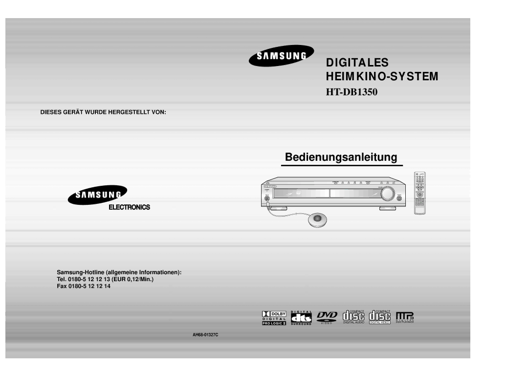 Samsung HTDB1350RH/EDC manual Dieses Gerät Wurde Hergestellt VON, AH68-01327C 