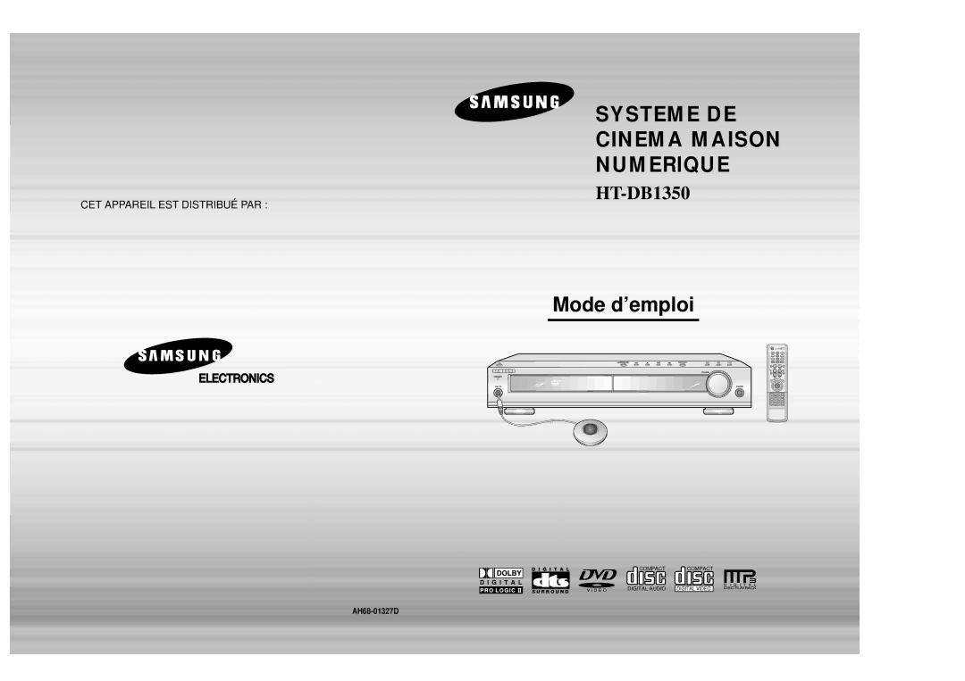 Samsung HTDB1350RH/ELS, HTDB1350RH/EDC manual Digital Home Cinema System 