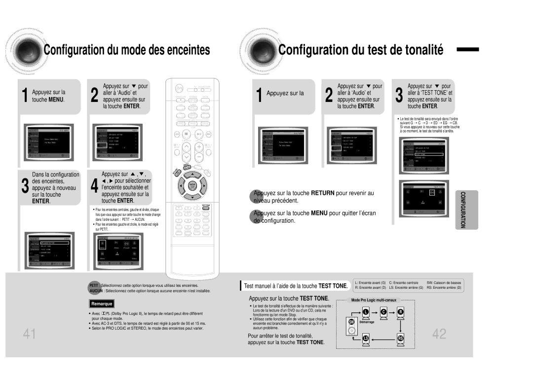 Samsung HTDB1350RH/ELS manual Appuyez sur la touche Return pour revenir au, Niveau précédent, Pour sélectionner 