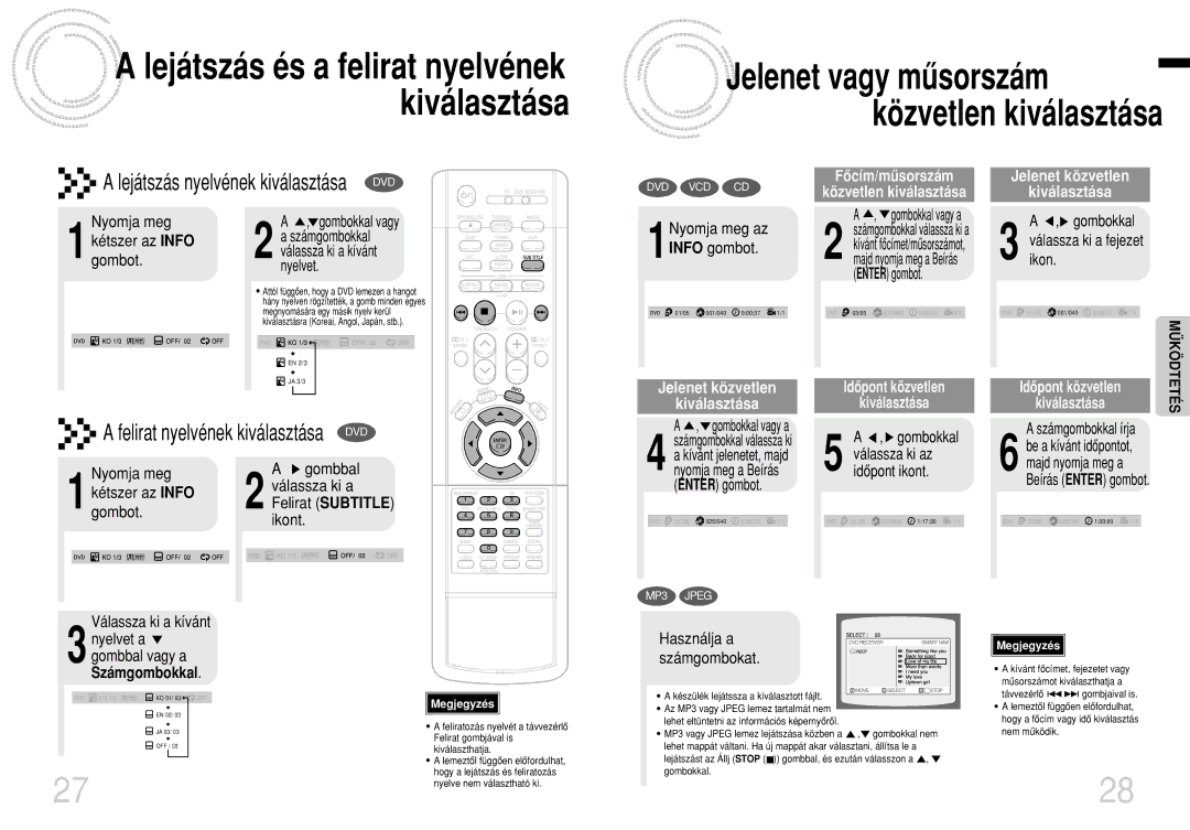 Samsung HTDB1350RH/ELS manual Számgombokkal 