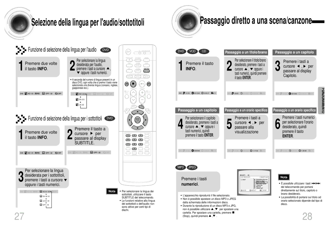 Samsung HTDB1750RH/EDC Numerici, Premere i tasti numerici Per selezionare lorario, Desiderato, quindi premere il tasto 