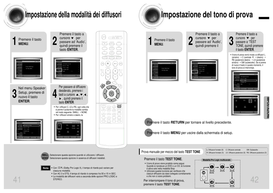 Samsung HTDB1750RH/EDC manual Passare ad ‘Audio’, Quindi premere il, Impostazione, Menu 