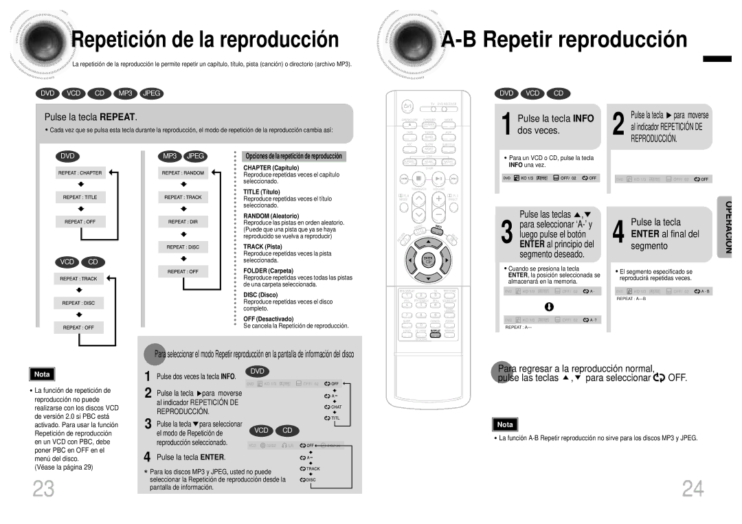 Samsung HTDB1750RH/EDC Repetir reproducció n, Pulse la tecla Repeat, Pulse la tecla Info dos veces, Pulse la tecla Enter 