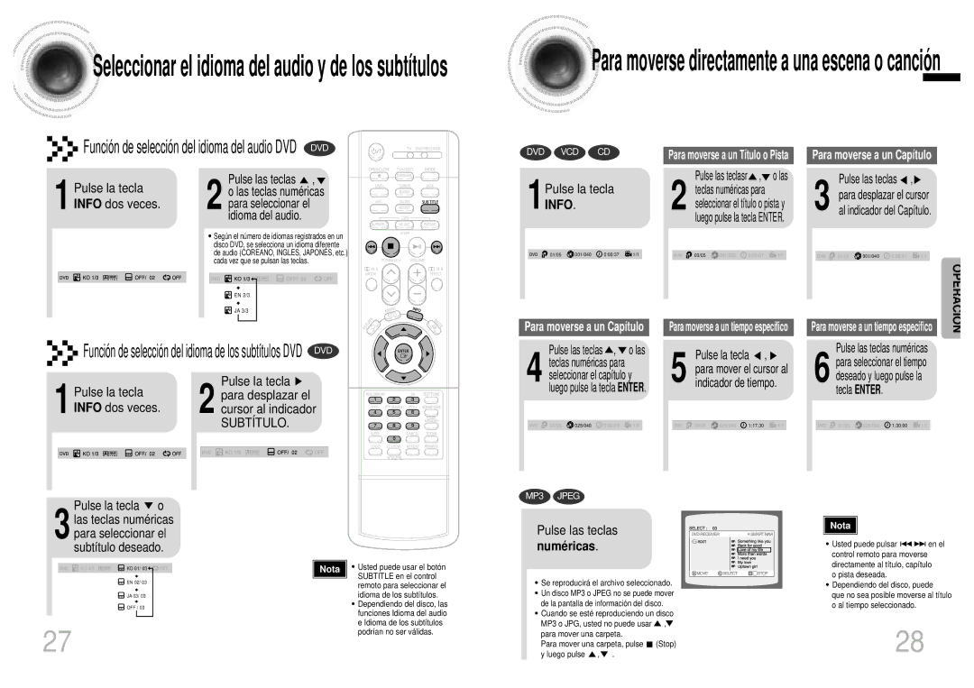 Samsung HTDB1750RH/EDC manual 1Pulse la tecla Info, Pulse las teclas, Numé ricas 