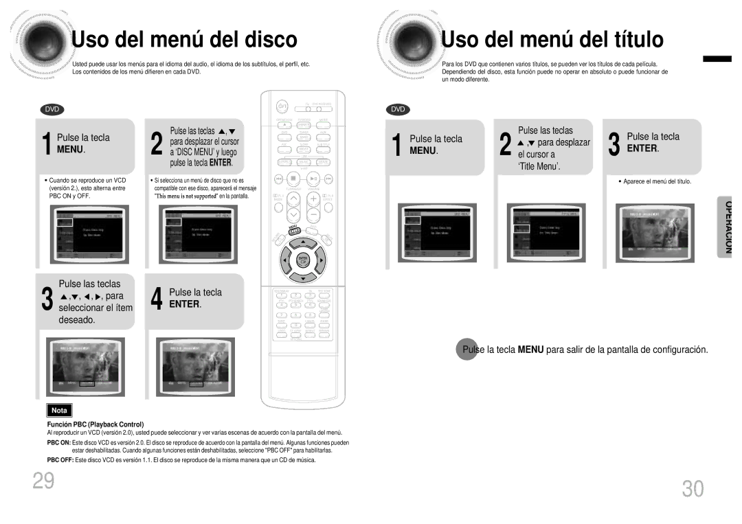 Samsung HTDB1750RH/EDC manual Uso del menú del disco, Uso del menú del título, Pulse la tecla Menu 