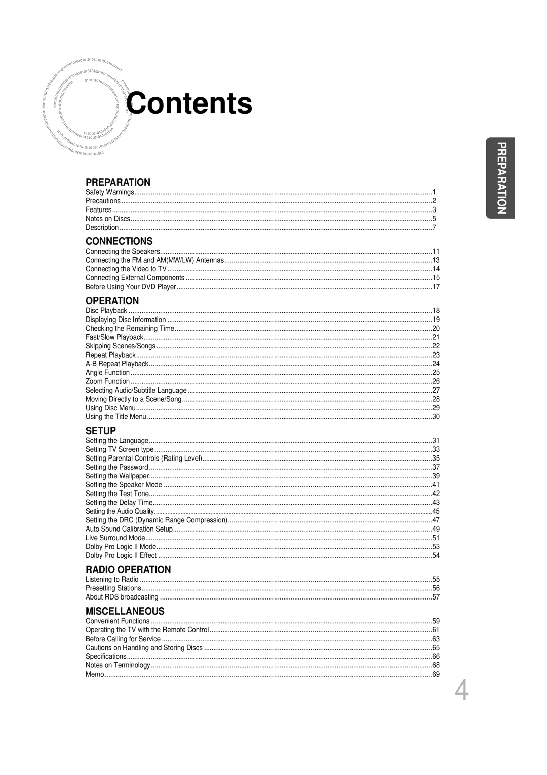 Samsung HTDB1850RH/EDC, HTDB1750RH/EDC manual Contents 