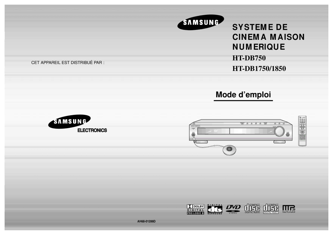 Samsung HTDB1750RH/EDC, HTDB1850RH/EDC manual AH68-01286D 