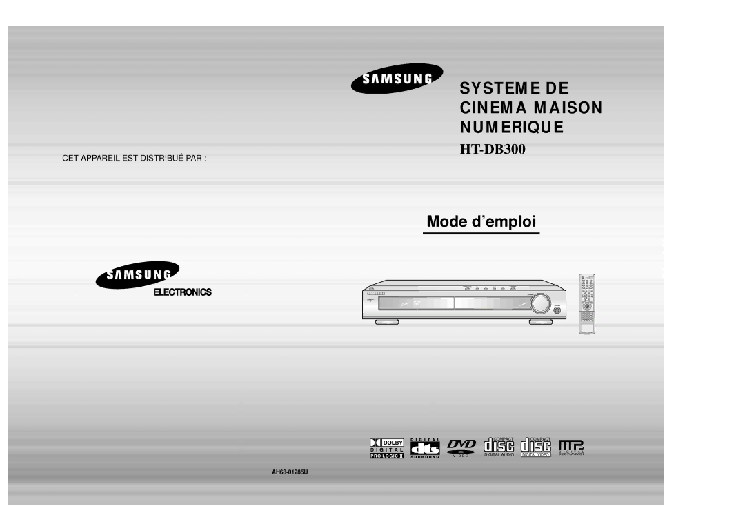 Samsung HTDB300RH/EDC, HTDB300RH/ELS, HT-DB300 manual Digital Home Cinema System 