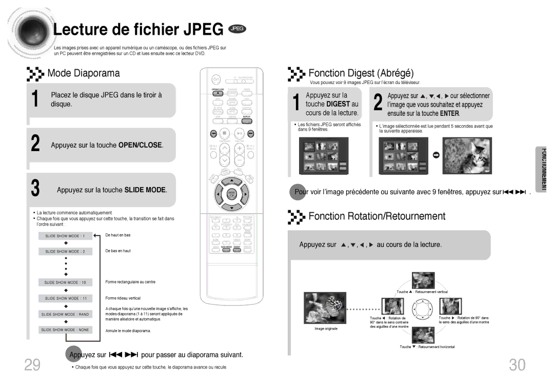 Samsung HTDB300RH/ELS manual Lecture de fichier Jpeg Jpeg 