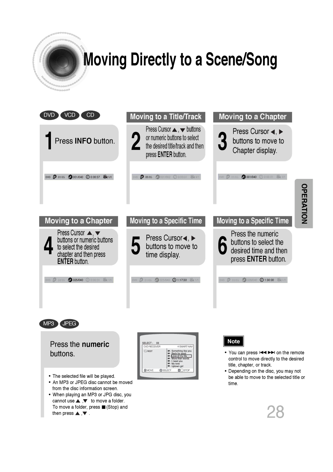 Samsung HTDB300RH/EDC, HTDB300RH/ELS, HT-DB300 manual 1Press Info button, Time display, Chapter display, Press the numeric 