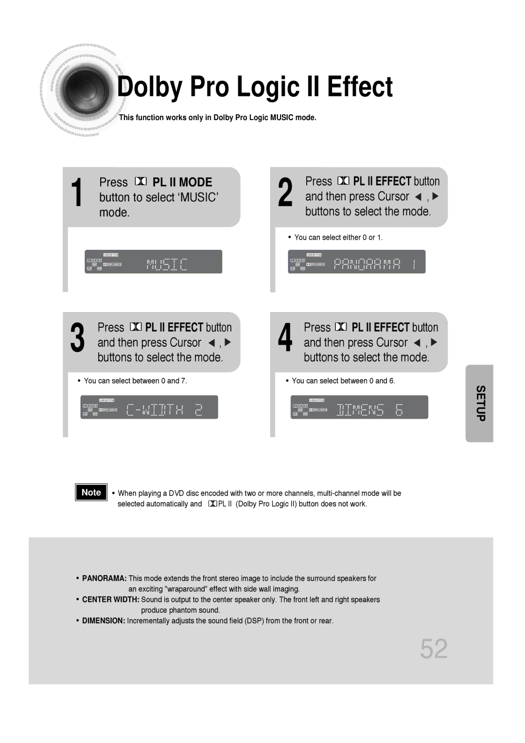 Samsung HTDB300RH/EDC, HTDB300RH/ELS, HT-DB300 manual Dolby Pro Logic II Effect, Press PL II Mode 