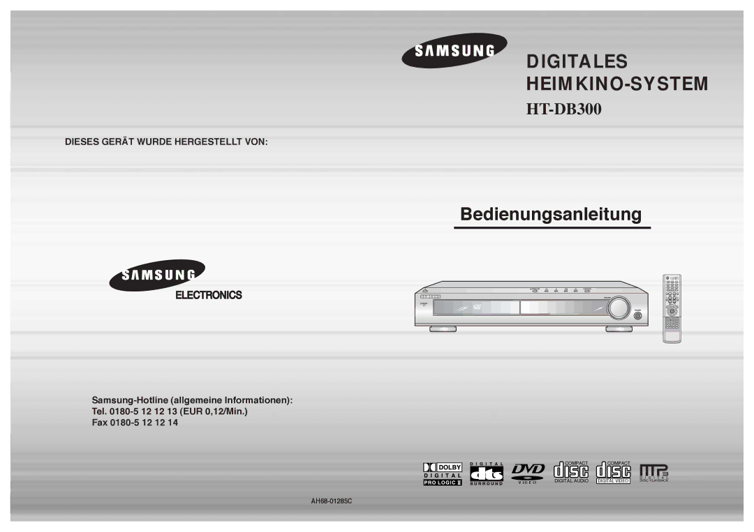 Samsung HTDB300RH/ELS manual Systeme DE Cinema Maison Numerique, AH68-01285U 