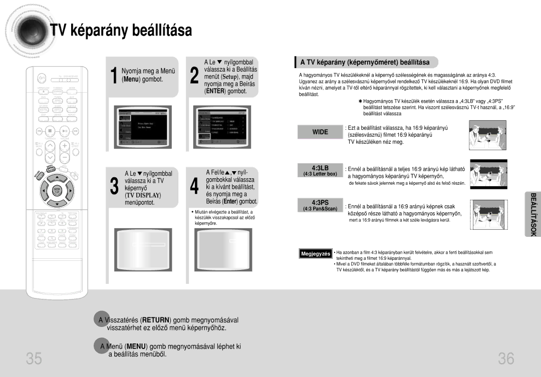 Samsung HTDB300RH/ELS manual TV képarány képernyôméret beállítása, 43LB, 43PS, És nyomja meg a, Beírás Enter gombot 