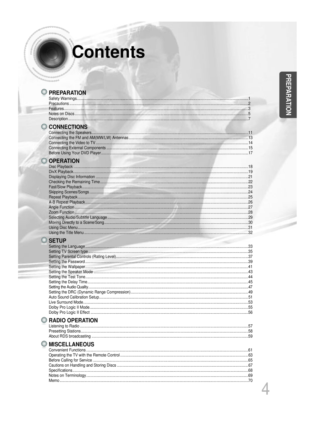 Samsung HTDB750RH/ELS, HTDB750RH/EDC manual Contents 