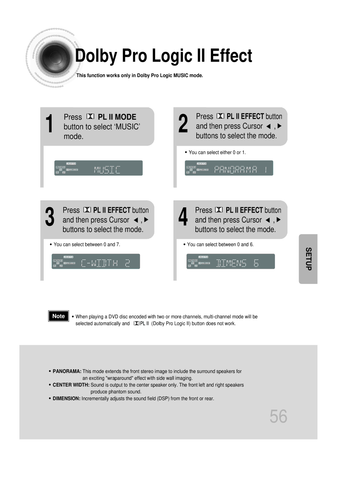 Samsung HTDB750RH/ELS, HTDB750RH/EDC manual Dolby Pro Logic II Effect, Press PL II Mode, Button to select ‘MUSIC’ mode 