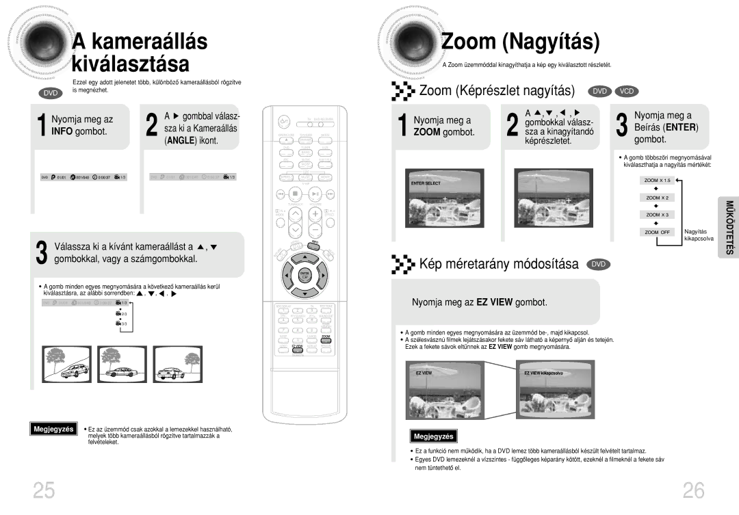 Samsung HTDB750RH/EDC, HTDB750RH/ELS manual Zoom Nagyítás, Zoom gombot, Nyomja meg az EZ View gombot 