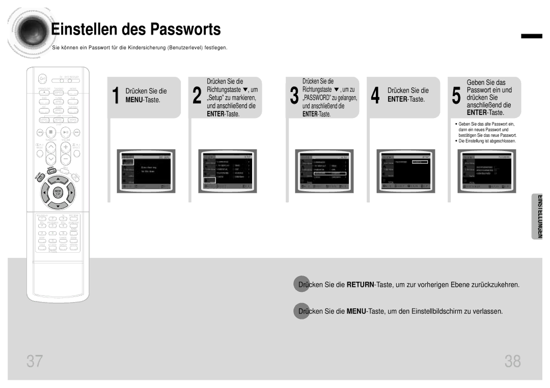 Samsung HTDB750RH/EDC manual Drücken Sie die, ENTER-Taste 