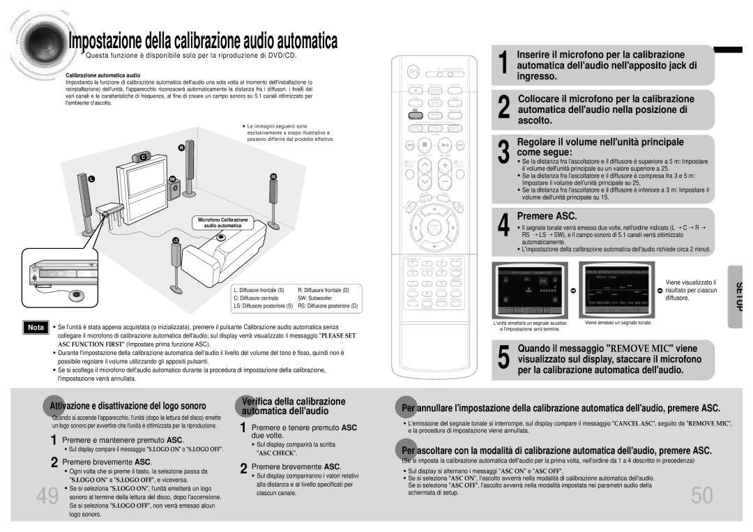 Samsung HTDB750RH/EDC manual Regolare il volume nellunità principale, Come segue, Quando il messaggio Remove MIC viene 