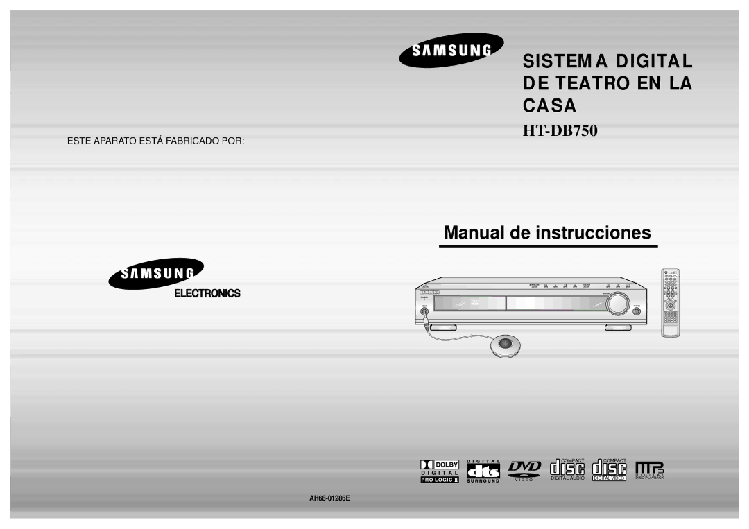 Samsung HTDB750RH/EDC manual AH68-01286E 