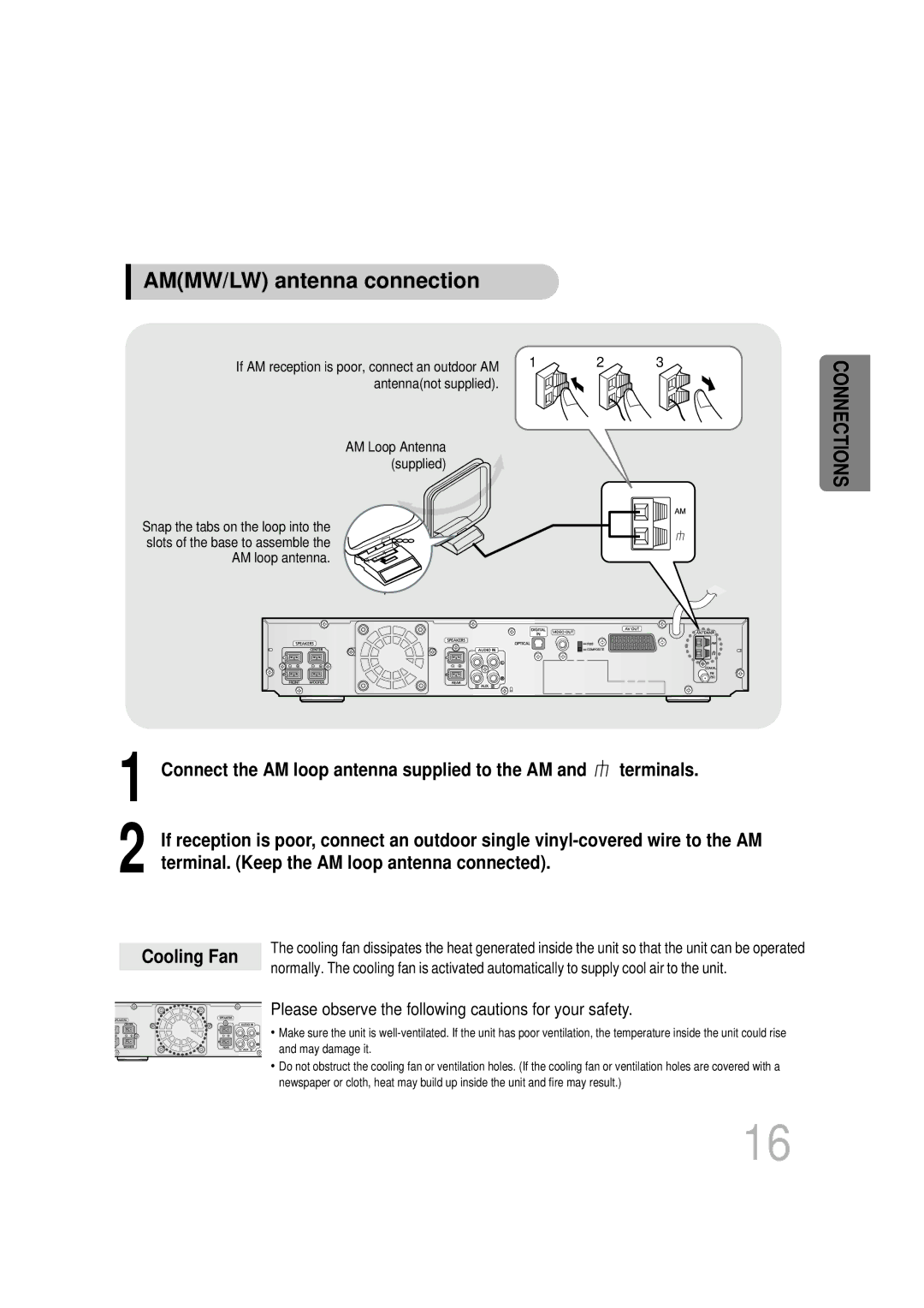 Samsung HT-DB760, HTDB760RH/EDC, HTDB760RH/ELS manual AMMW/LW antenna connection, Antennanot supplied 