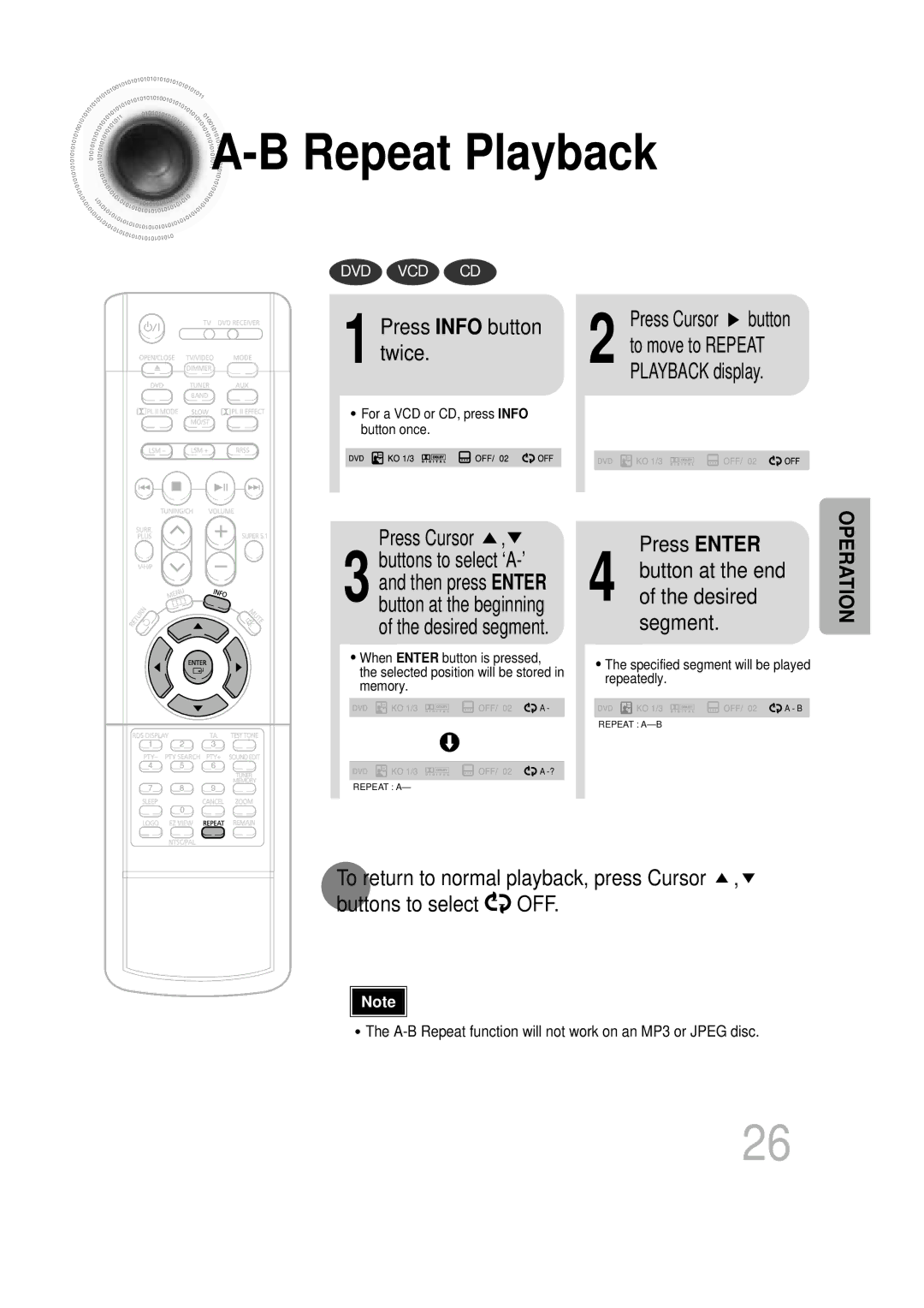 Samsung HTDB760RH/EDC, HTDB760RH/ELS, HT-DB760 manual Press Info button twice, Press Enter 